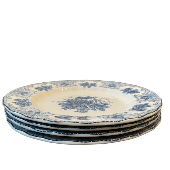 Set of 2 PALATE & PLATE Blue White Rose Floral Porcelain 8.5" Soup Bowls NEW - Picture 9 of 11